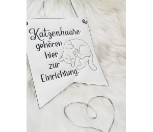 Stickdatei ITH - Wimpel Ösen "Katzenhaare gehören hier zur Einrichtung."